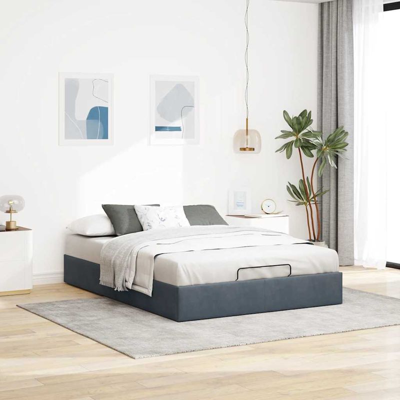 Casa si Gradina - Mobilier - Paturi si accesorii - Paturi - Cadru de pat otoman fara saltea Gri inchis 140x200 cm catifea - Infinity.ro