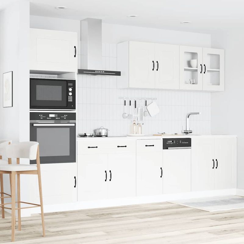 Casa si Gradina - Mobilier - Comode si corpuri - Corpuri bucatarie - Set dulap de bucatarie din 7 piese „Kalmar” Lemn prelucrat alb - Infinity.ro