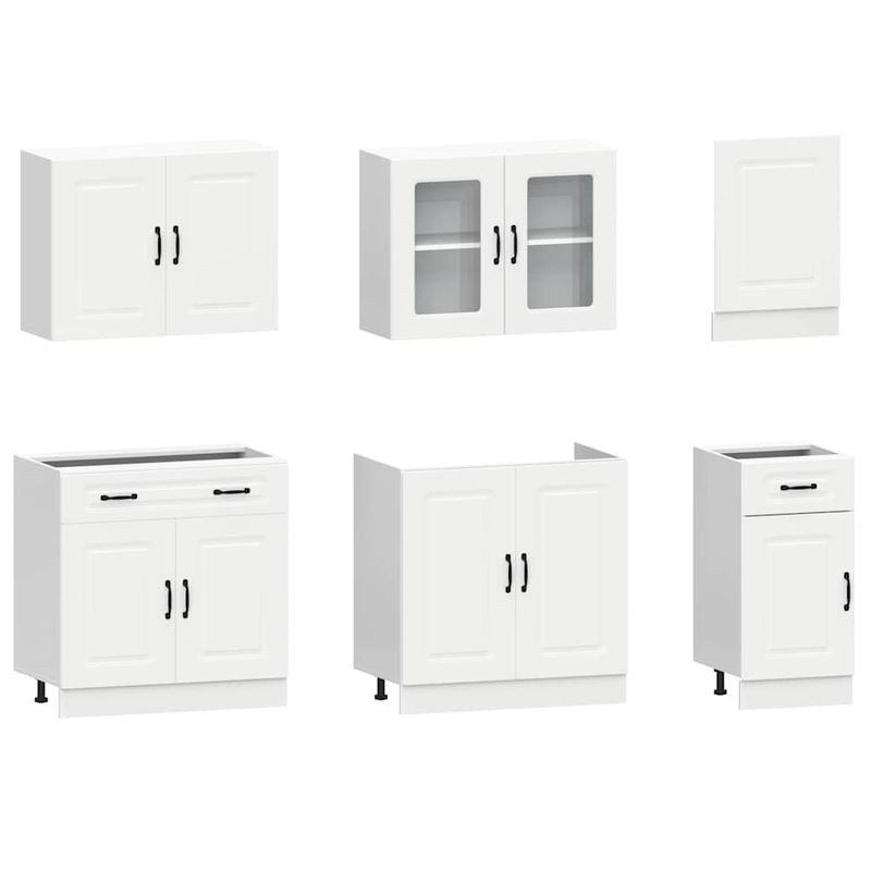 Casa si Gradina - Mobilier - Comode si corpuri - Corpuri bucatarie - Set dulap de bucatarie din 7 piese „Kalmar” Lemn prelucrat alb - Infinity.ro