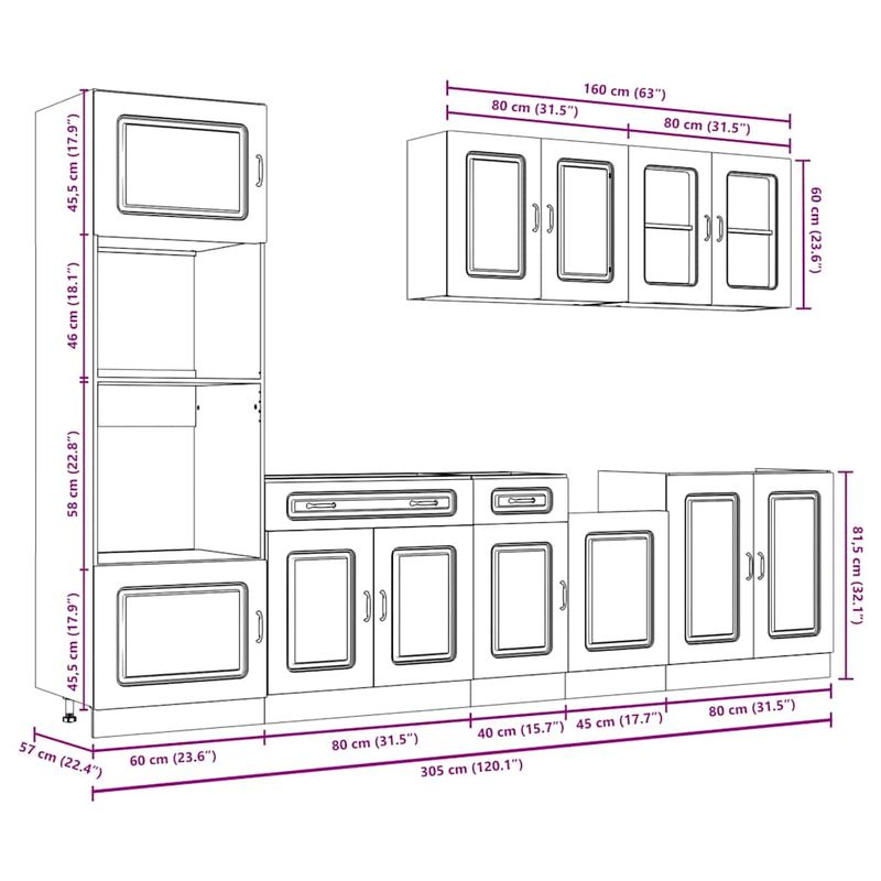 Casa si Gradina - Mobilier - Comode si corpuri - Corpuri bucatarie - Set dulap de bucatarie din 7 piese „Kalmar” Lemn prelucrat alb - Infinity.ro
