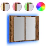 Casa si Gradina - Mobilier - Mobilier baie - Comode baie - Dulap cu oglinda & LED lemn vechi 60x12x45 cm lemn prelucrat - Infinity.ro