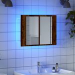 Casa si Gradina - Mobilier - Mobilier baie - Comode baie - Dulap cu oglinda & LED lemn vechi 60x12x45 cm lemn prelucrat - Infinity.ro