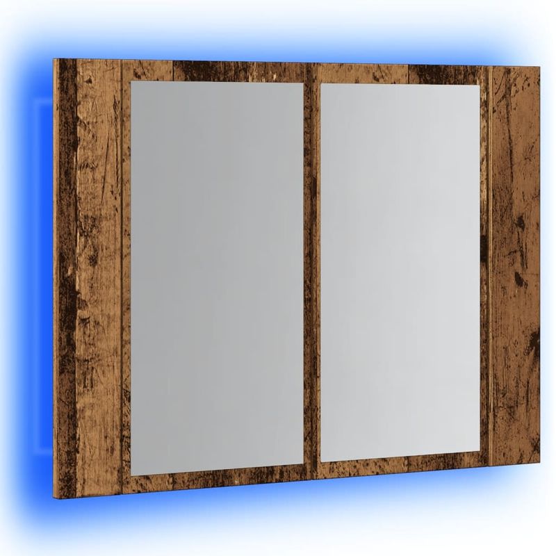 Casa si Gradina - Mobilier - Mobilier baie - Comode baie - Dulap cu oglinda & LED lemn vechi 60x12x45 cm lemn prelucrat - Infinity.ro