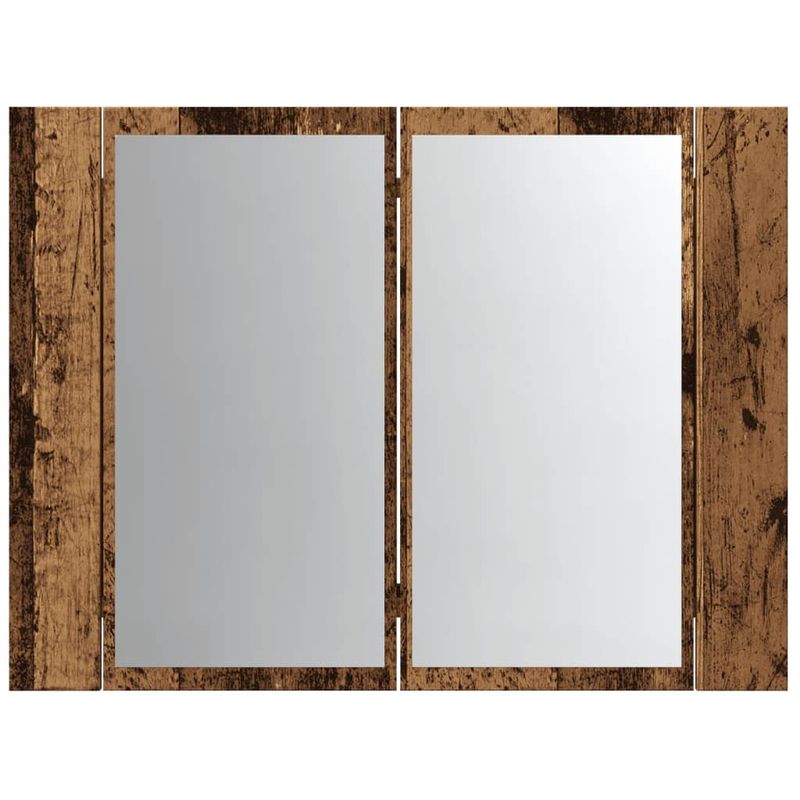 Casa si Gradina - Mobilier - Mobilier baie - Comode baie - Dulap cu oglinda & LED lemn vechi 60x12x45 cm lemn prelucrat - Infinity.ro