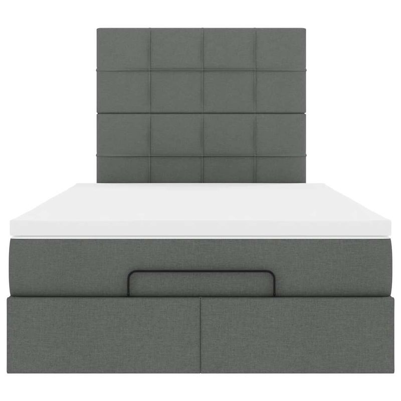 Casa si Gradina - Mobilier - Paturi si accesorii - Paturi - Cadru pat otoman cu saltea tesatura gri inchis 120x190 cm - Infinity.ro