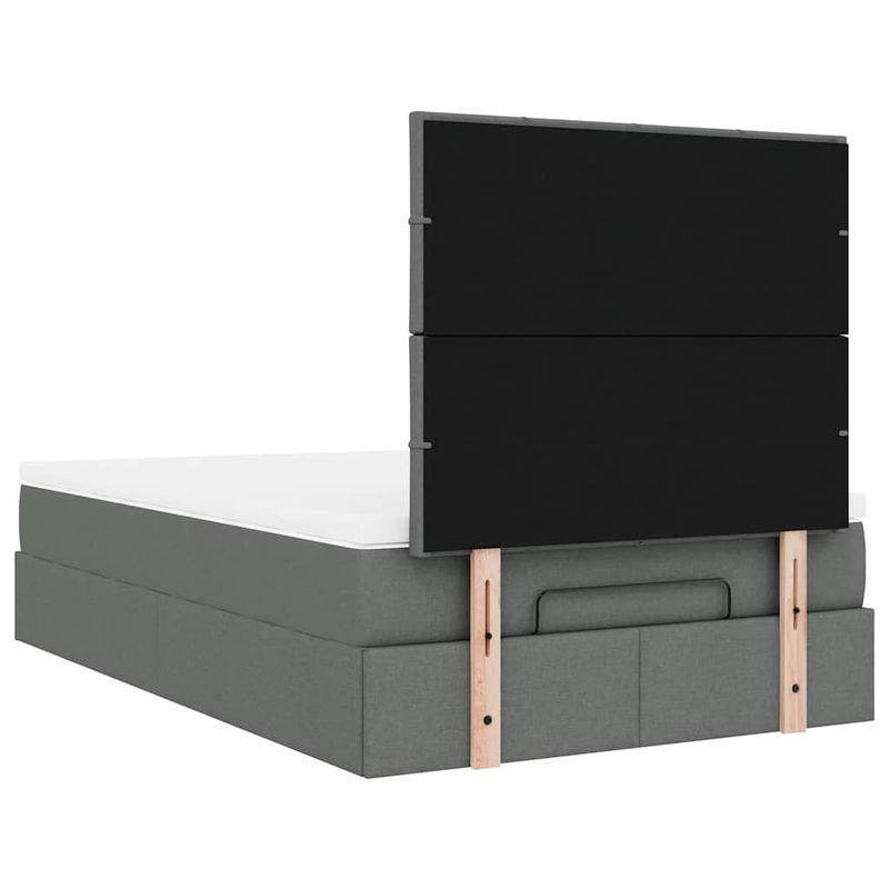 Casa si Gradina - Mobilier - Paturi si accesorii - Paturi - Cadru pat otoman cu saltea tesatura gri inchis 120x190 cm - Infinity.ro