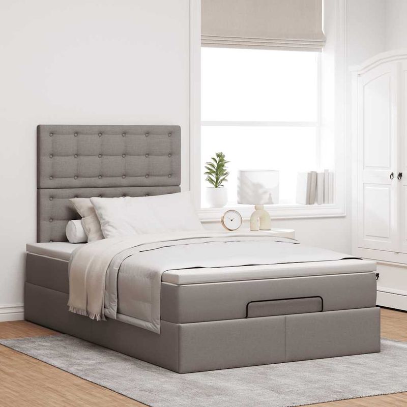 Casa si Gradina - Mobilier - Paturi si accesorii - Paturi - Cadru de pat otoman cu saltea Taupe 120x200cm Material - Infinity.ro
