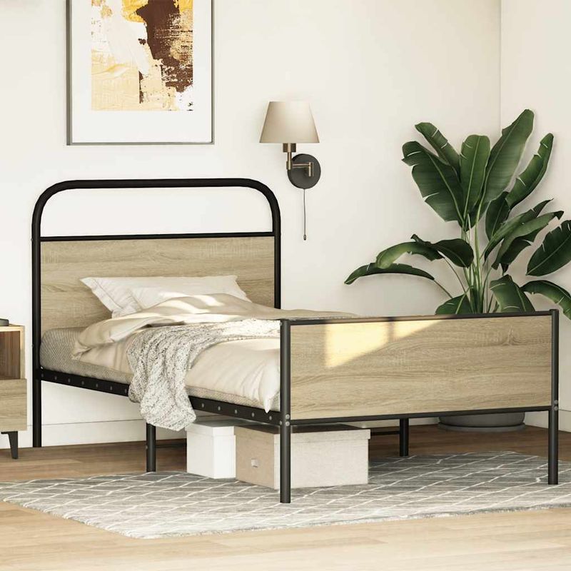 Casa si Gradina - Mobilier - Paturi si accesorii - Paturi - Cadru pat fara saltea stejar sonoma 100x200 cm lemn prelucrat - Infinity.ro