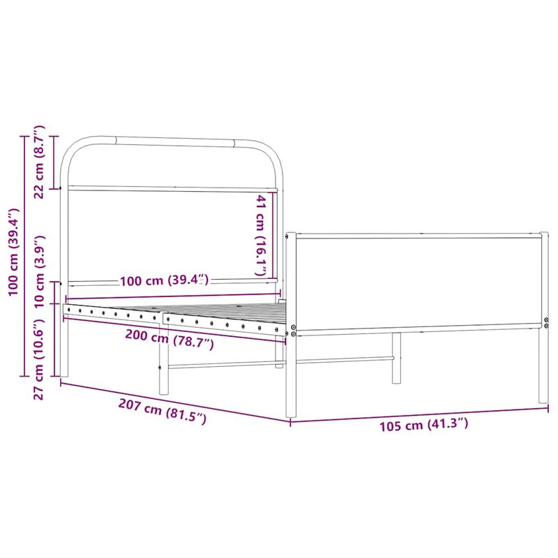 Casa si Gradina - Mobilier - Paturi si accesorii - Paturi - Cadru pat fara saltea stejar sonoma 100x200 cm lemn prelucrat - Infinity.ro