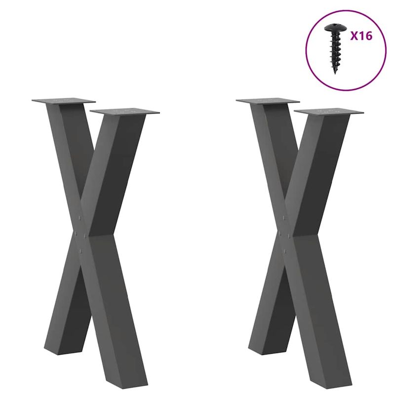 Casa si Gradina - Mobilier - Feronerie si accesorii mobila - Picioare pentru masa in forma de X, 2 buc Antracit Otel, mărime 50x(72-73) cm (80 mm) - Infinity.ro
