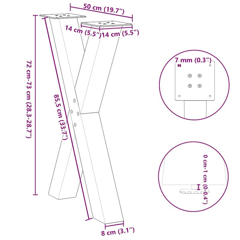 Casa si Gradina - Mobilier - Feronerie si accesorii mobila - Picioare pentru masa in forma de X, 2 buc Antracit Otel, mărime 50x(72-73) cm (80 mm) - Infinity.ro