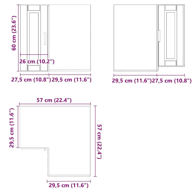 Casa si Gradina - Mobilier - Comode si corpuri - Corpuri bucatarie - Dulap de colt de bucatarie „Porto” Lemn prelucrat gri beton - Infinity.ro