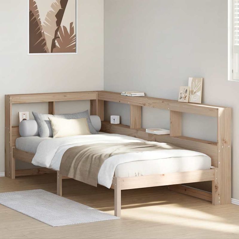Casa si Gradina - Mobilier - Paturi si accesorii - Paturi - Pat cu biblioteca fara saltea, 90x190 cm, lemn masiv de pin - Infinity.ro