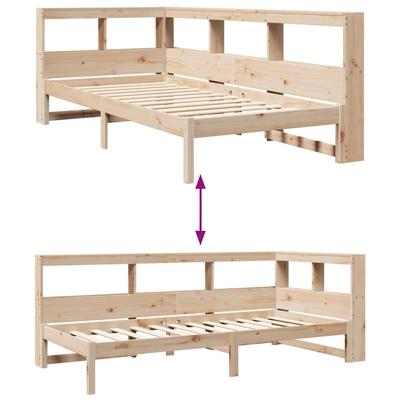 Casa si Gradina - Mobilier - Paturi si accesorii - Paturi - Pat cu biblioteca fara saltea, 90x190 cm, lemn masiv de pin - Infinity.ro