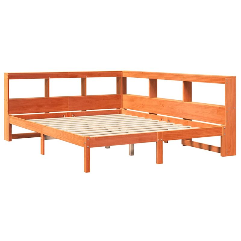 Casa si Gradina - Mobilier - Paturi si accesorii - Paturi - Pat cu biblioteca fara saltea maro 140x190 cm lemn masiv de pin - Infinity.ro