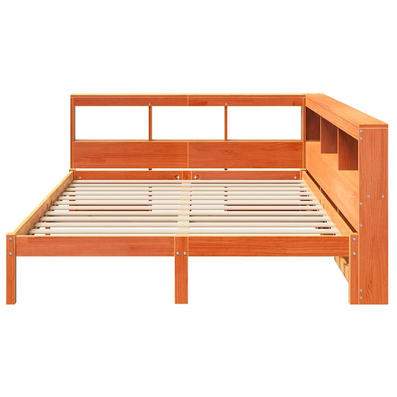 Casa si Gradina - Mobilier - Paturi si accesorii - Paturi - Pat cu biblioteca fara saltea maro 140x190 cm lemn masiv de pin - Infinity.ro