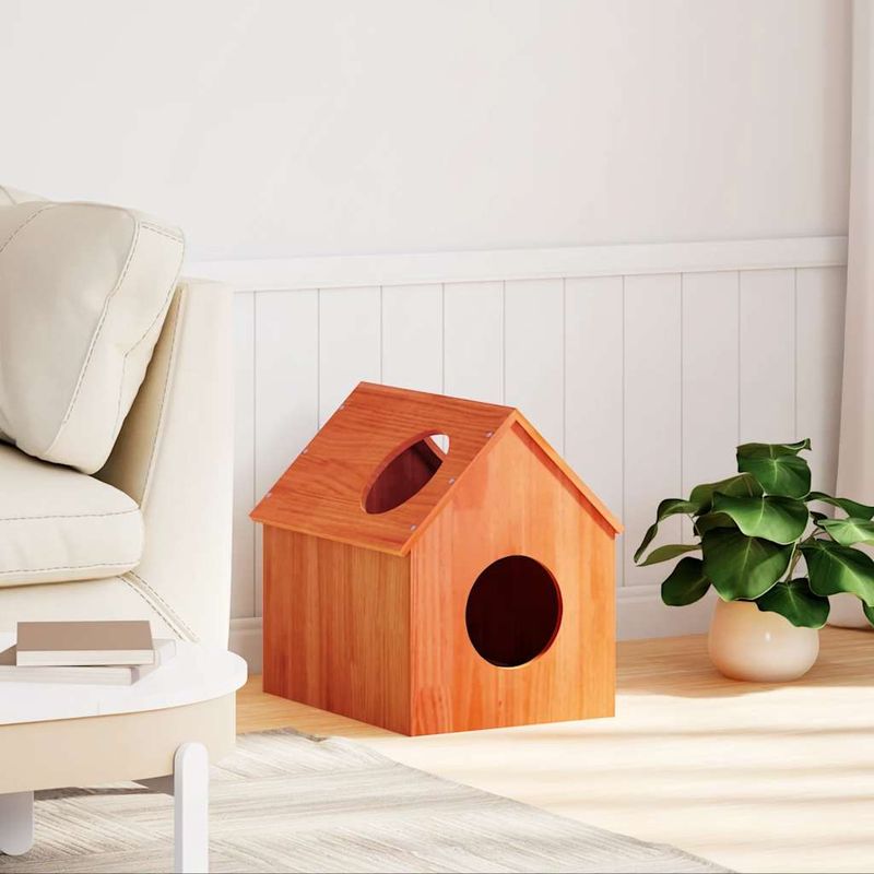 Petshop - Accesorii petshop - Jucarii animale - Ansambluri de joaca - Ceara pentru Casa pisici maro 41x50x50 cm Lemn masiv de pin - Infinity.ro