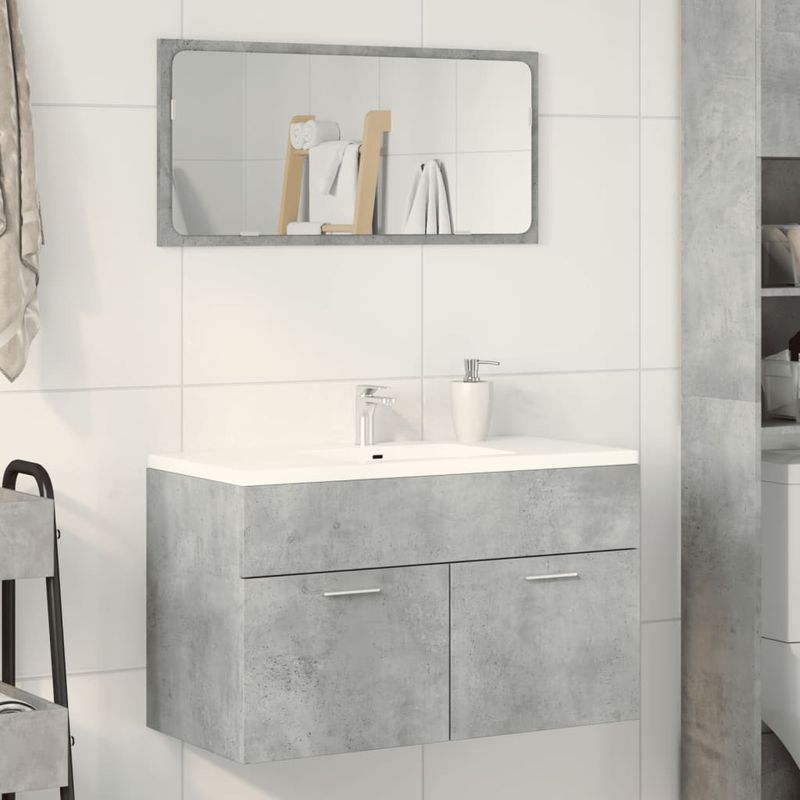 Casa si Gradina - Mobilier - Mobilier baie - Comode baie - Dulap de chiuveta baie gri beton, 90x38,5x46 cm, lemn prelucrat - Infinity.ro