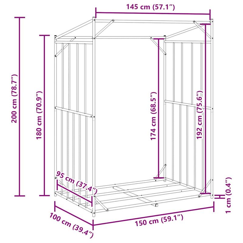 Casa si Gradina - Termice - Sobe, Seminee si accesorii - Accesorii seminee si sobe - Suport pentru lemne de foc cu capac de ploaie Otel galvanizat - Infinity.ro