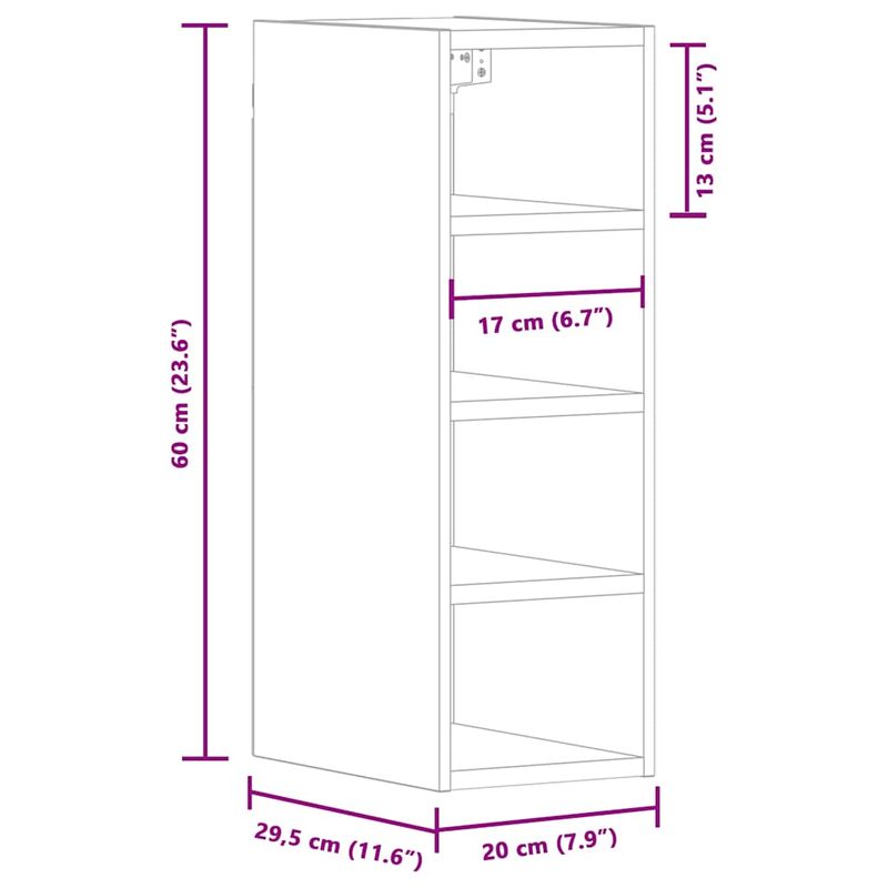 Casa si Gradina - Mobilier - Comode si corpuri - Corpuri bucatarie - Dulap suspendat, gri sonoma, 20x29,5x60 cm, lemn prelucrat - Infinity.ro