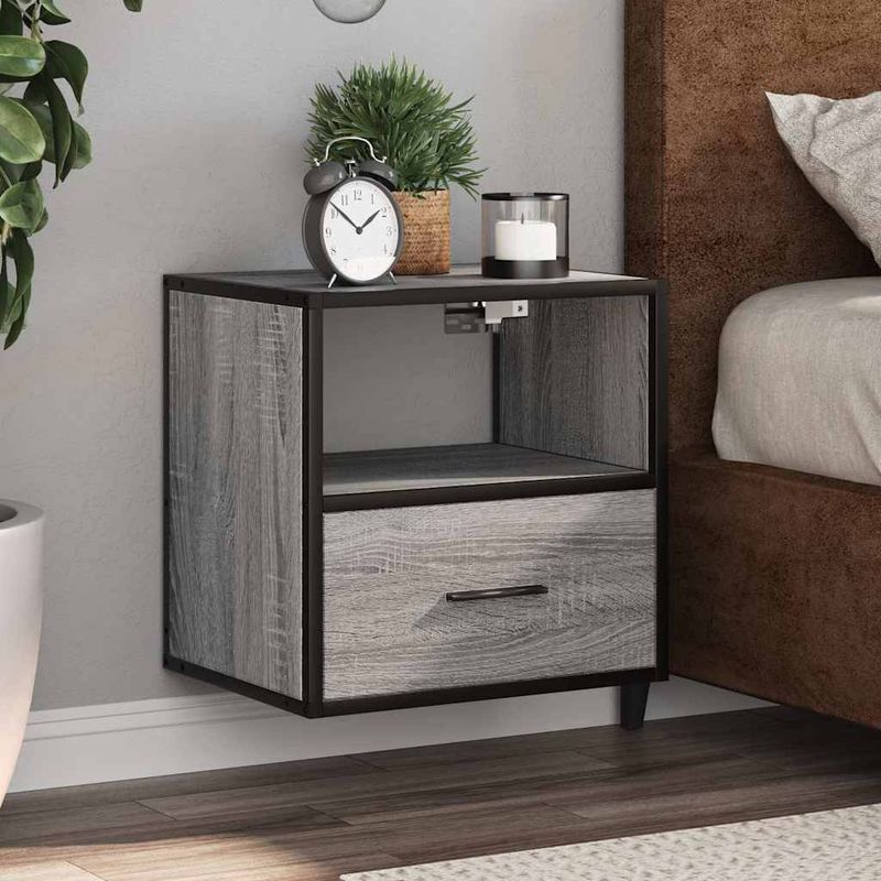 Casa si Gradina - Mobilier - Comode si corpuri - Noptiere - Noptiera montata pe perete gri Sonoma 40x31x39,5 cm - Infinity.ro