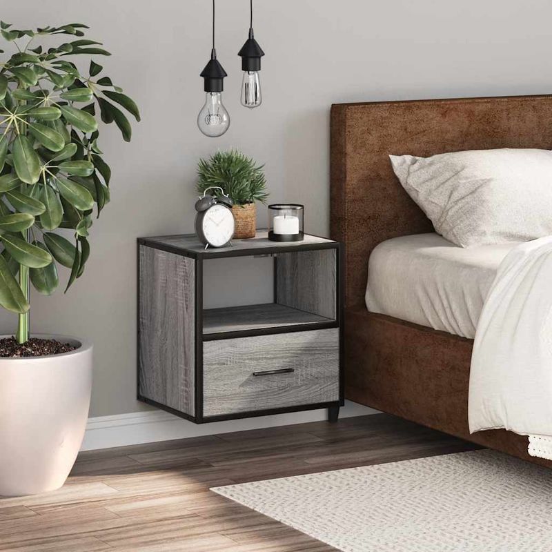 Casa si Gradina - Mobilier - Comode si corpuri - Noptiere - Noptiera montata pe perete gri Sonoma 40x31x39,5 cm - Infinity.ro