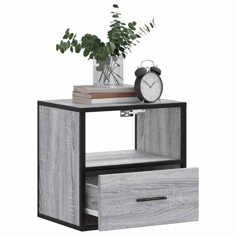 Casa si Gradina - Mobilier - Comode si corpuri - Noptiere - Noptiera montata pe perete gri Sonoma 40x31x39,5 cm - Infinity.ro