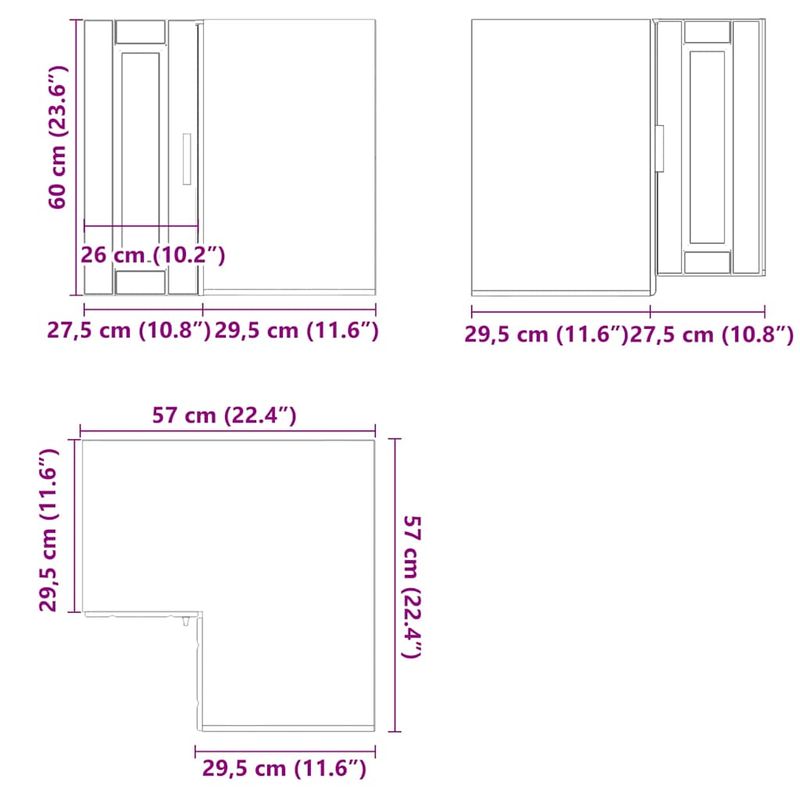 Casa si Gradina - Mobilier - Comode si corpuri - Corpuri bucatarie - Dulap de colt de bucatarie „Porto” lemn prelucrat alb lucios - Infinity.ro