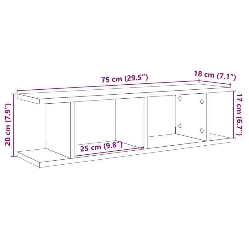 Casa si Gradina - Mobilier - Biblioteci si rafturi - Rafturi - Rafturi de perete, 2 buc., stejar artizanal, 75x18x20 cm, lemn - Infinity.ro