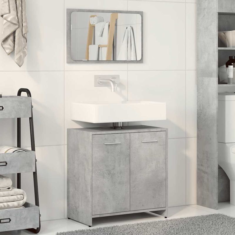 Casa si Gradina - Mobilier - Mobilier baie - Comode baie - Dulap de baie cu oglinda, gri beton, lemn prelucrat - Infinity.ro