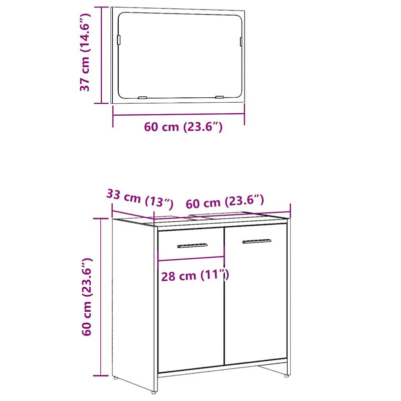 Casa si Gradina - Mobilier - Mobilier baie - Comode baie - Dulap de baie cu oglinda, gri beton, lemn prelucrat - Infinity.ro