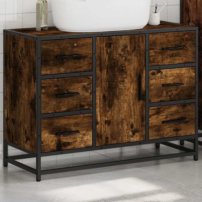 Casa si Gradina - Mobilier - Mobilier baie - Comode baie - Dulap chiuveta de baie stejar fumuriu 80x33x60 cm lemn compozit - Infinity.ro