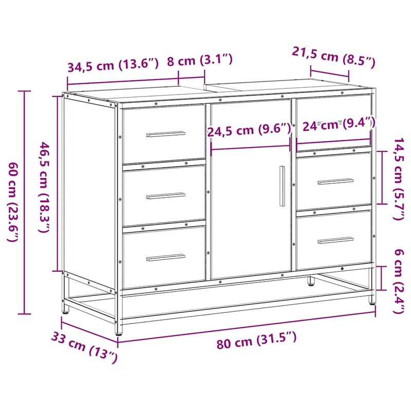Casa si Gradina - Mobilier - Mobilier baie - Comode baie - Dulap chiuveta de baie stejar fumuriu 80x33x60 cm lemn compozit - Infinity.ro