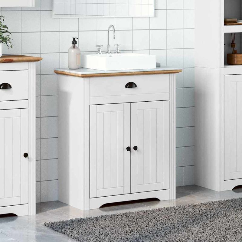 Casa si Gradina - Mobilier - Mobilier baie - Comode baie - Dulap pentru chiuveta de baie „BODO” alb si maro 70x35x80 cm - Infinity.ro