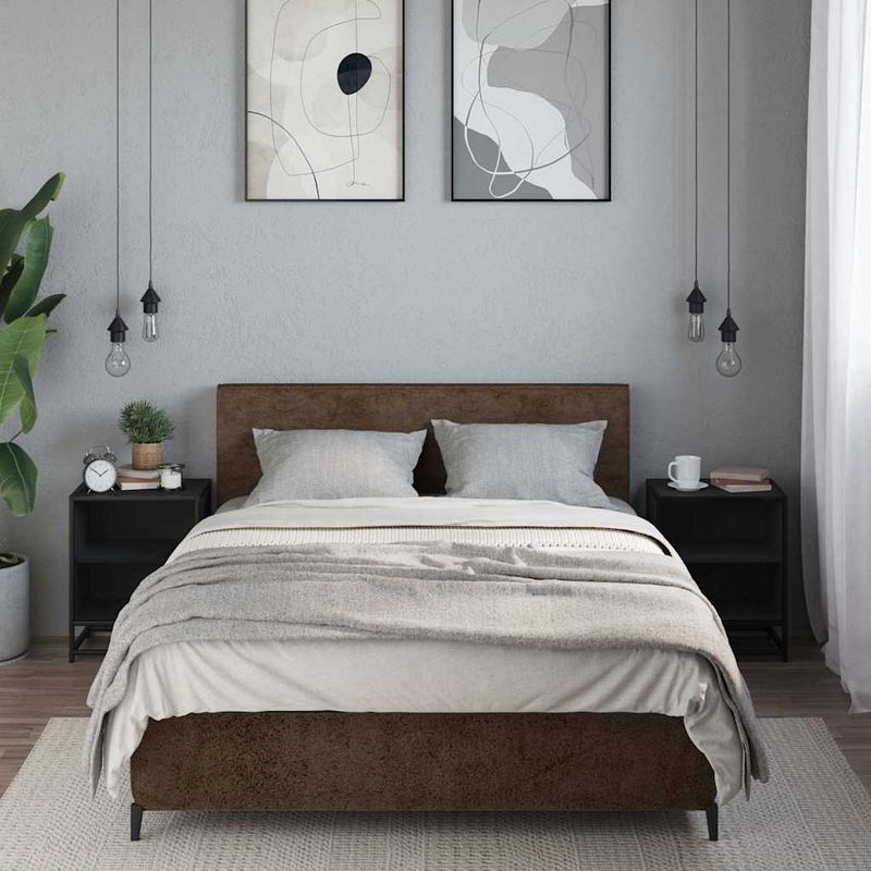 Casa si Gradina - Mobilier - Comode si corpuri - Noptiere - Noptiere 2 buc Negru 40x31x50 cm Lemn si metal prelucrat - Infinity.ro