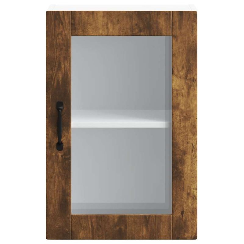 Casa si Gradina - Mobilier - Comode si corpuri - Corpuri bucatarie - Dulap de bucatarie cu usa din sticla stejar afumat „Porto”., model 1x dulap de perete din sticlă (1 ușă), mărime 40x31x60 cm - Infinity.ro