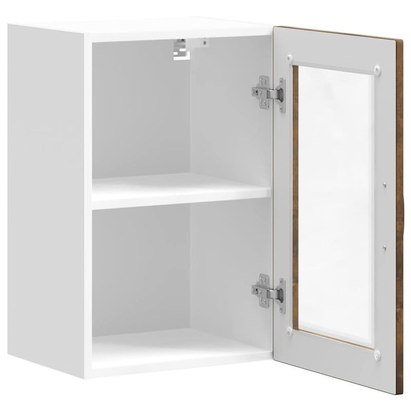 Casa si Gradina - Mobilier - Comode si corpuri - Corpuri bucatarie - Dulap de bucatarie cu usa din sticla stejar afumat „Porto”., model 1x dulap de perete din sticlă (1 ușă), mărime 40x31x60 cm - Infinity.ro
