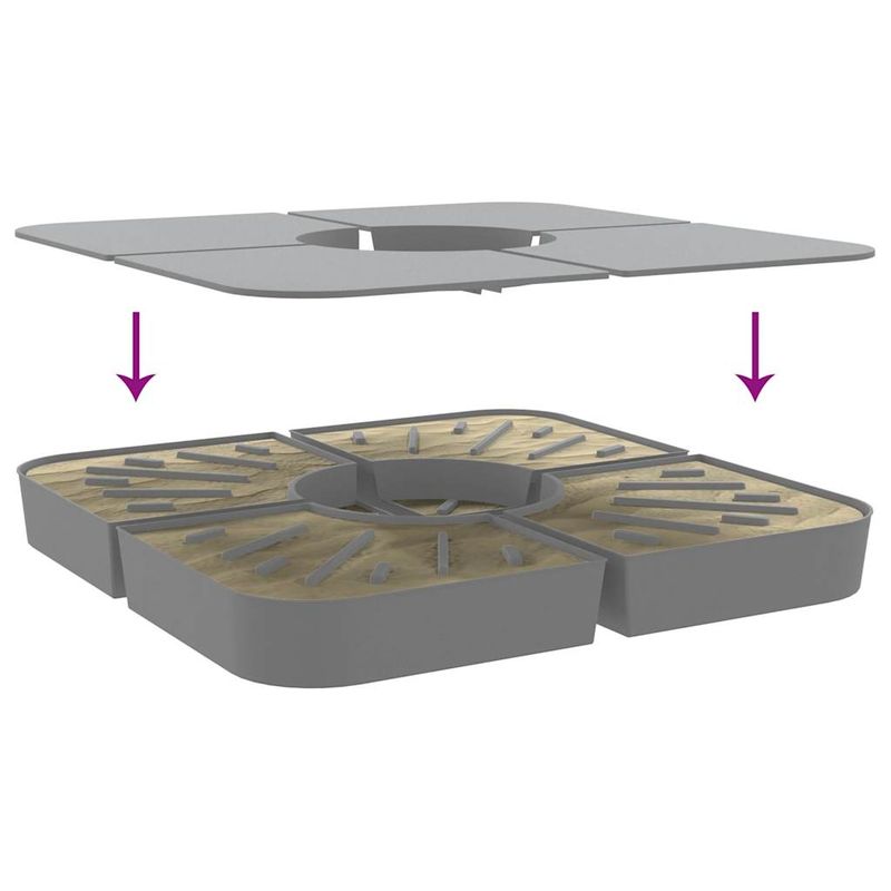 Casa si Gradina - Gradina si terasa - Umbrele si pavilioane - Umbrele - Set baza de umbrela soare 4 piese pentru suport cruce 100 kg PP, gri deschis - Infinity.ro