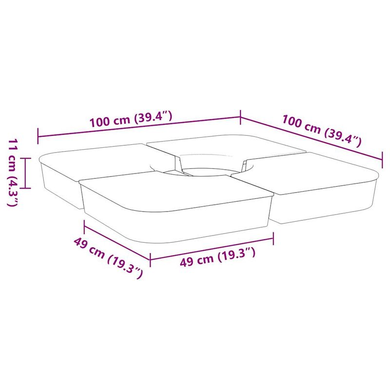 Casa si Gradina - Gradina si terasa - Umbrele si pavilioane - Umbrele - Set baza de umbrela soare 4 piese pentru suport cruce 100 kg PP, gri deschis - Infinity.ro