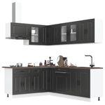 Casa si Gradina - Mobilier - Comode si corpuri - Corpuri bucatarie - Set dulap de bucatarie 11 piese „Kalmar” lemn negru prelucrat - Infinity.ro