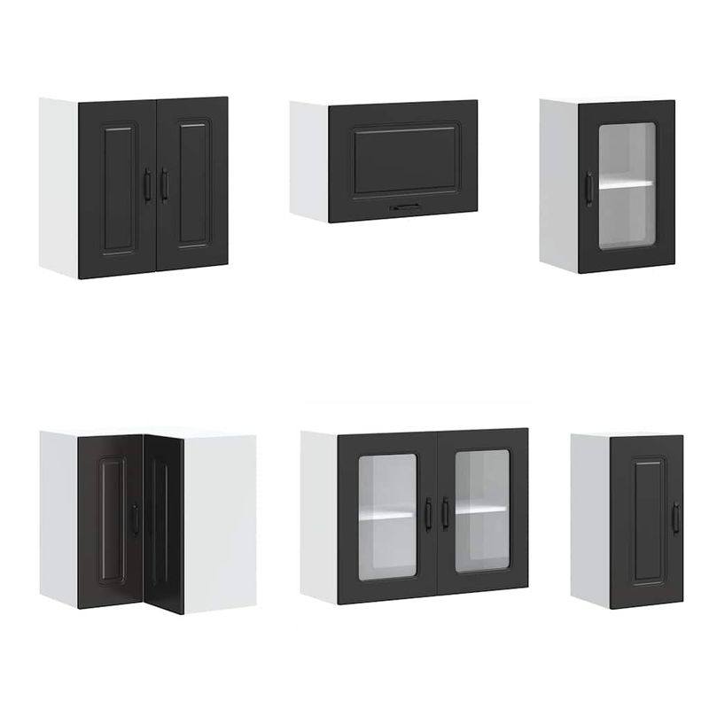 Casa si Gradina - Mobilier - Comode si corpuri - Corpuri bucatarie - Set dulap de bucatarie 11 piese „Kalmar” lemn negru prelucrat - Infinity.ro