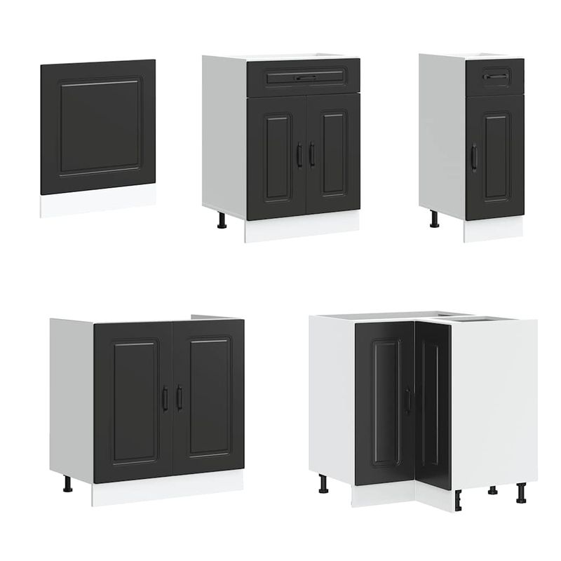 Casa si Gradina - Mobilier - Comode si corpuri - Corpuri bucatarie - Set dulap de bucatarie 11 piese „Kalmar” lemn negru prelucrat - Infinity.ro