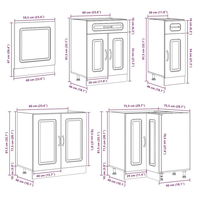 Casa si Gradina - Mobilier - Comode si corpuri - Corpuri bucatarie - Set dulap de bucatarie 11 piese „Kalmar” lemn negru prelucrat - Infinity.ro
