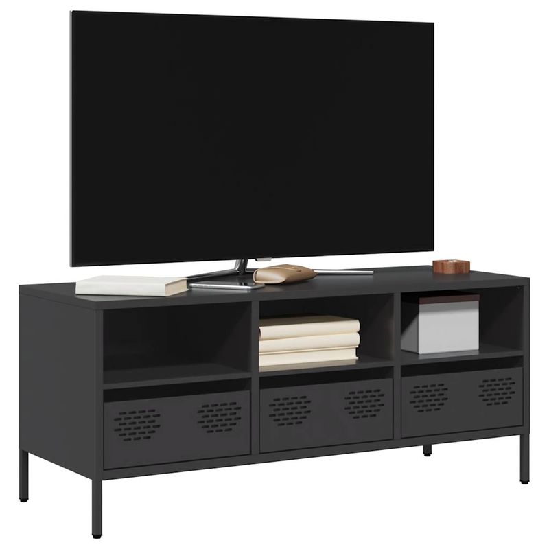 Casa si Gradina - Mobilier - Comode si corpuri - Comode - Dulap TV, negru, 101,5x39x43,5 cm, otel laminat la rece - Infinity.ro