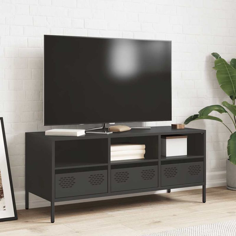 Casa si Gradina - Mobilier - Comode si corpuri - Comode - Dulap TV, negru, 101,5x39x43,5 cm, otel laminat la rece - Infinity.ro