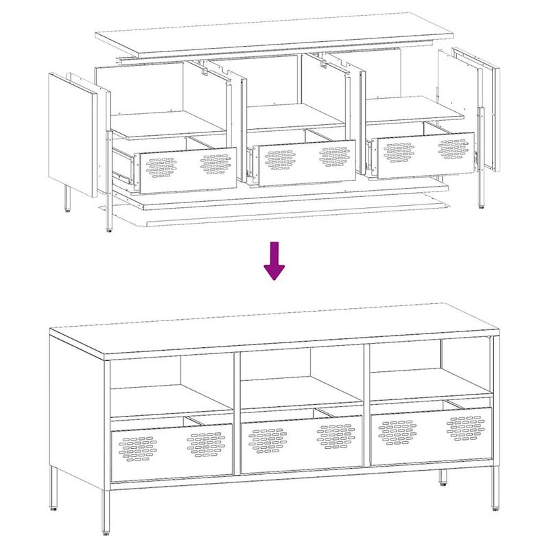 Casa si Gradina - Mobilier - Comode si corpuri - Comode - Dulap TV, negru, 101,5x39x43,5 cm, otel laminat la rece - Infinity.ro