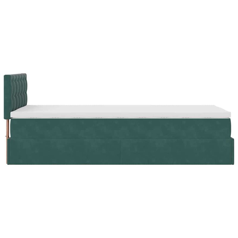 Casa si Gradina - Mobilier - Paturi si accesorii - Paturi - Cadru de pat otoman cu saltea verde inchis 80x200cm catifea - Infinity.ro