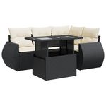 Casa si Gradina - Gradina si terasa - Mobilier exterior - Seturi mobila gradina - Set mobilier de gradina cu perne, 5 piese, negru, poliratan - Infinity.ro