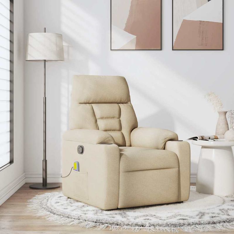 Ingrijire personala si Cosmetice - Sanatate si wellness - Articole wellness - Fotolii de masaj - Fotoliu rabatabil de masaj, crem, material textil - Infinity.ro