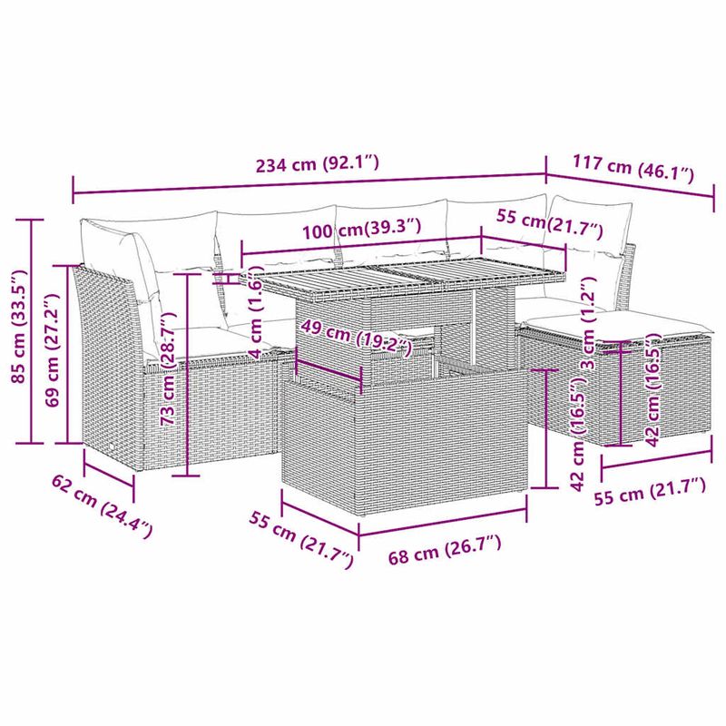 Casa si Gradina - Gradina si terasa - Mobilier exterior - Seturi mobila gradina - Set canapele de gradina cu perne, 6 piese, bej, poliratan - Infinity.ro